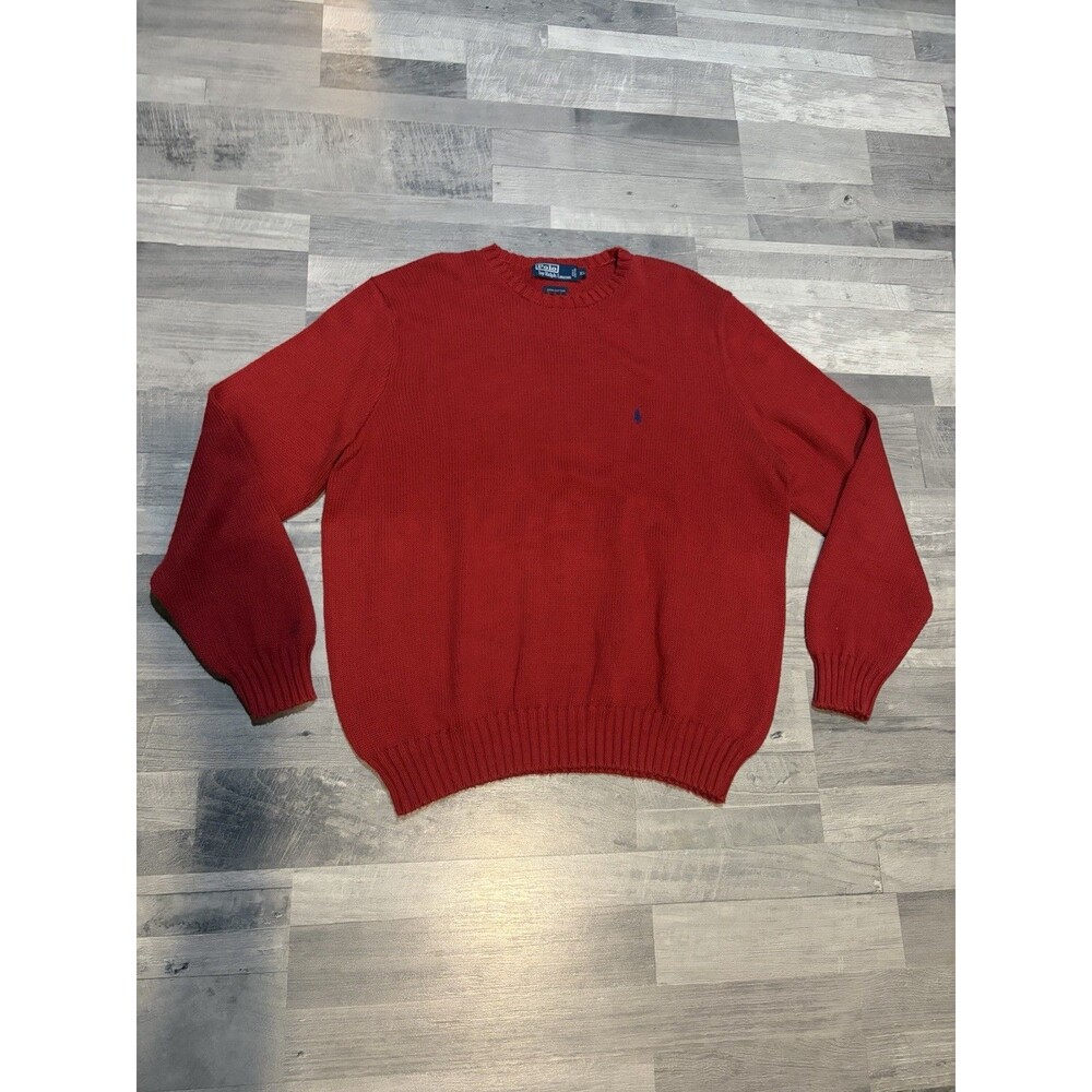 Vintage Polo Ralph Lauren Crew Neck 100% Cotton Knit Sweater Men's XL Hong Kong